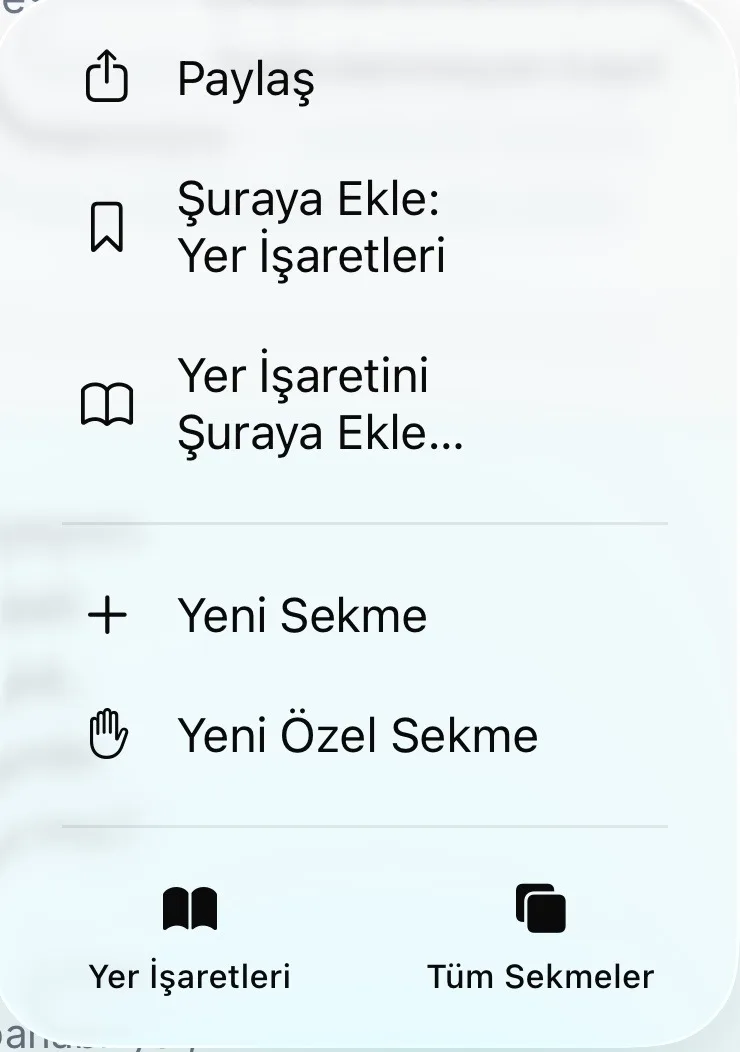 Açılan listede Paylaş