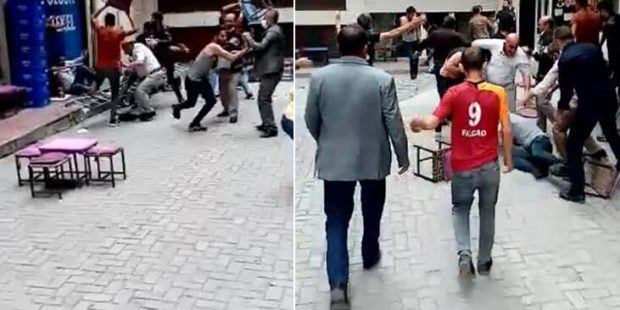Van'da sopalı ve tabureli kavga kamerada