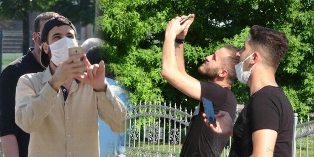 Sosyal mesafe hiçe sayıldı! Görüntülemek için yarıştılar